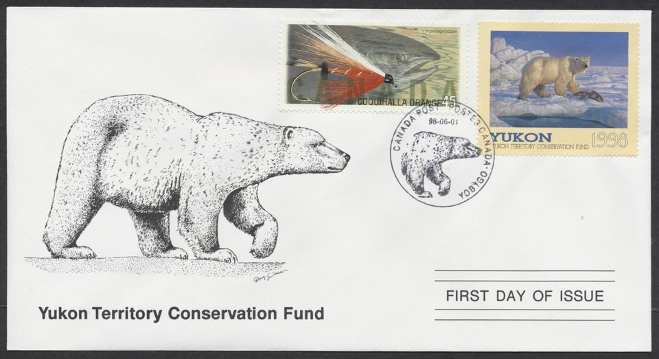 1998 Yukon Territory Conservation Fund FDC #YW3d Polar Bear - Image 1 of 1