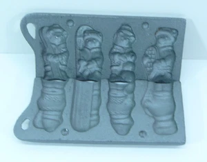 1996 John Wright 2 Stück Gusseisen Weihnachten Süßigkeiten Form mit Weisen Bären [B] Tonne - Bild 1 von 4