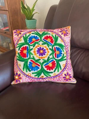 Pillow cover/ Cushion Cover, Embroidered Pillow, 16 Inches,  Suzani,  Bohemian - Image 1 of 4
