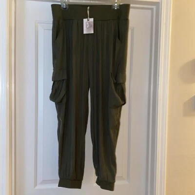 Jessica Simpson Pull-On Soft Utility Joggers Kalamata Military Green Size Large - Image 1 of 4