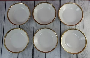 Lot of 6 Johnson Brothers England White Gold and Black Rims Fruit Bowls - Picture 1 of 5