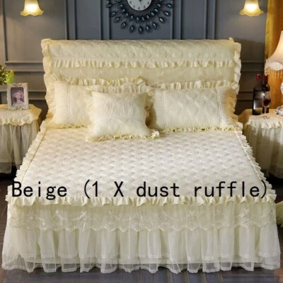 1PC Lace Floral Bed Skirt Dust Ruffle Bedspread Home Bedding Decor Princess Cute - Image 1 of 4