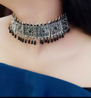 Traditional Bollywood Indian Silver Oxidized Afghani Choker Necklace Jewelry Set
