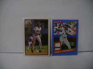 DARRYL STRAWBERRY LOT 1989 BOWMAN #387 2020 DONRUSS RETRO JERSEY W/STRIPE #86MDA - Imagen 1 de 2