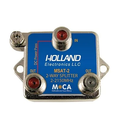 Holland Coaxial Splitter, 2-Way, MoCa Enabling, 2-2150Mhz, DirecTV Approved - Image 1 of 4