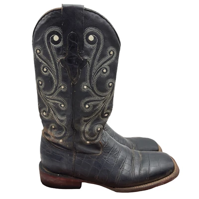 Ferrini Western Boots Mens Size 8.5 Black Leather Cowhide Cowboys Botas - Image 1 of 4