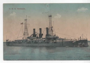 U.S.S. VERMONT, BATTLESHIP, Antique Postcard (Pin Hole) - Picture 1 of 2