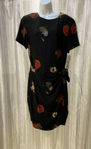 Vintage Liz Clairborne Women's 100% Silk Floral Wrap Dress Sz 16  Shoulder Pads - Picture 1 of 12