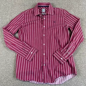 Crew Clothing Shirt Mens M Medium Red White Striped Tailored Fit Long Sleeve - Picture 1 of 10