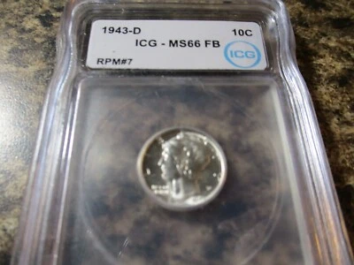 1943-D MERCURY DIME RPM-007 D OVER D ICG MS66 FB    601 - Image 1 of 4