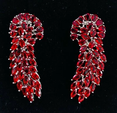 PENDIENTES DE PLATA DE LEY 925 RUBÍ ROJO BRILLANTE Foto 1 de 3