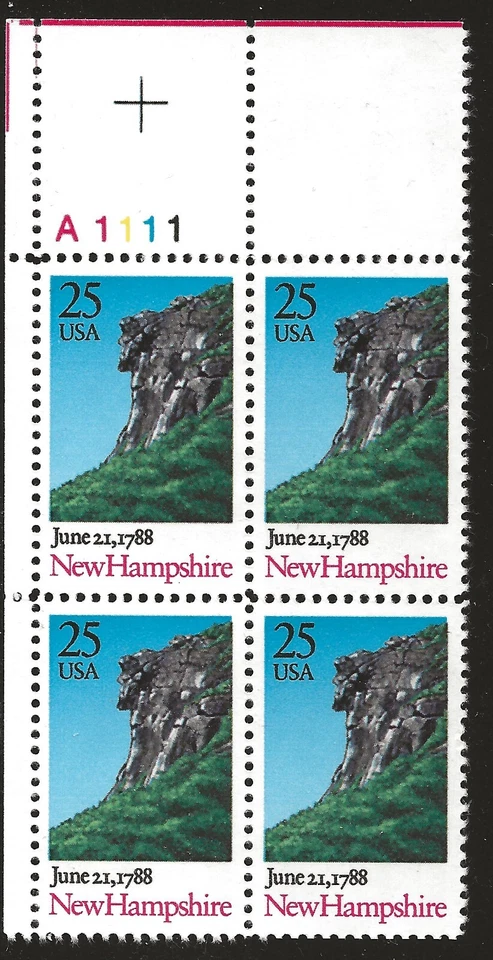 US Scott #2344, Plate Block #A1111 1988 New Hampshire 25c VF MNH - Image 1 of 1