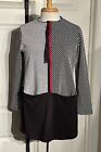 IC by Connie K Black White Polka Dot 1/2 Zip Textured Tunic Front Pockets