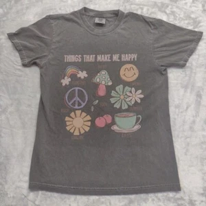 Things That Make Me Happy Comfort Colors Cartoon Collage T Shirt Small Gray - Picture 1 of 7