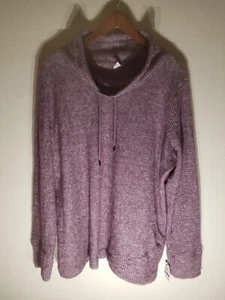 Ideology Women's Waffle Cowl Neck Purple Pullover Drawsting Sweatshirt Size XXL - Picture 1 of 15