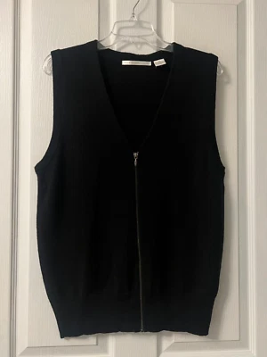 Perry Ellis Merino Wool Zip Front Vest Size M Black Old Money - Image 1 of 4