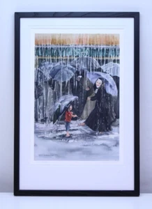 Linda LaBella Just Singing in the Reign Rain Signed Framed Matted Art 8/25 Nuns - Picture 1 of 23