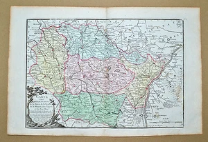 Superbe carte Meuse,Moselle,Meurte,Voges,Bas-Rhin 1790  coloriée d'époque  TBE - Imagen 1 de 1
