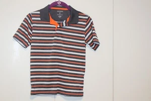 NWOT George Boys white striped polo shirt M (8) orange gray golf collared top - Picture 1 of 5