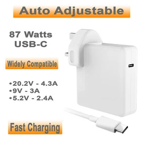 For MacBook Pro 15-inch 2016 A1706 A1708 A1719 USB-C 87W Power Adapter Charger - Picture 1 of 5