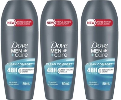 3 Pack Dove Men+Care Clean Comfort Roll-on 48h 50ml - Image 1 of 4