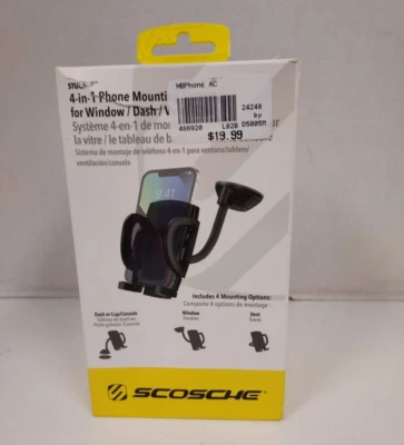 Scosche StuckUp 4-in-1 Phone Mounting System For Window/Dash/Vent/Console IHW10 - Image 1 of 4