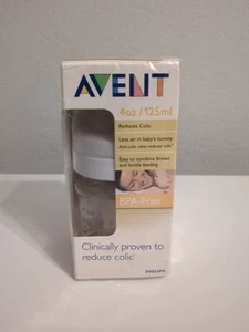 Philips Avent Anti-Colic Clear Plastic Baby Bottle 4oz Newborn 0m+ Flow Nipple - Picture 1 of 5