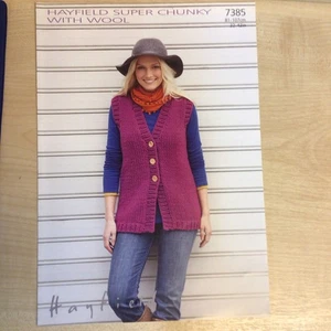Hayfield Super Chunky V Neck Waistcoat Knitting Pattern 7385 Sizes 32-42” - Picture 1 of 3