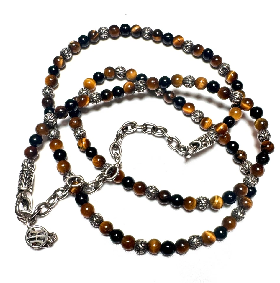 Collar John Hardy Plata Esterlina Clásico Cadena Ojo de Tigre Cuentas - 20-24" Foto 1 de 4