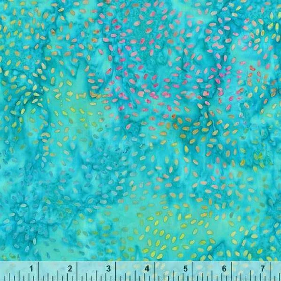 Anthology Batik Fabric | Limelight Aqua Ditzy Flecks Dots Blue | YARD - Image 1 of 1