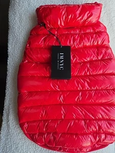 Isaac Mizrahi New York Puffer Dog Jacket Large Shiny Red - Picture 1 of 6