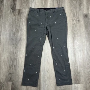 Polo Ralph Lauren Men's Grey Skull Crossbones Slim Fit Chino Pants 38x30 Cotton - Picture 1 of 10