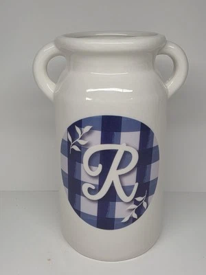 Jarrón de cocina con bote de utensilios de granja de guinga azul decoración inicial R Foto 1 de 2