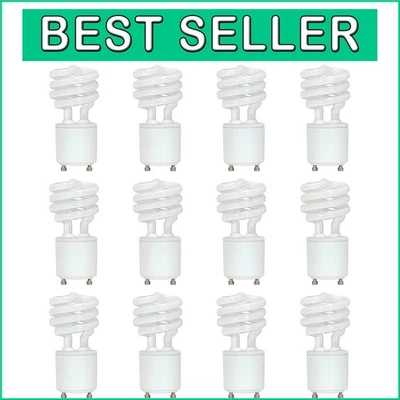 Energy Efficient Mini Spiral CFL Light Bulb 12 Pack GU24 Base 2700K Soft White - Image 1 of 4