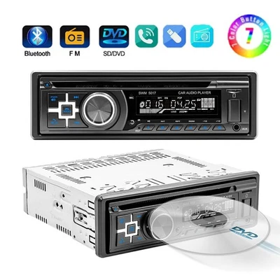 Autoradio mit Bluetooth BT Freisprech 7 Farben DVD CD 1DIN MP3 Player USB Aux FM - Bild 1 von 4