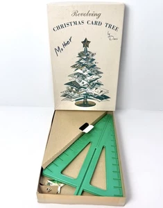 Vintage 1950s Revolving CHRISTMAS CARD TREE Holder Davis ORIGINAL BOX Decoration - Picture 1 of 15