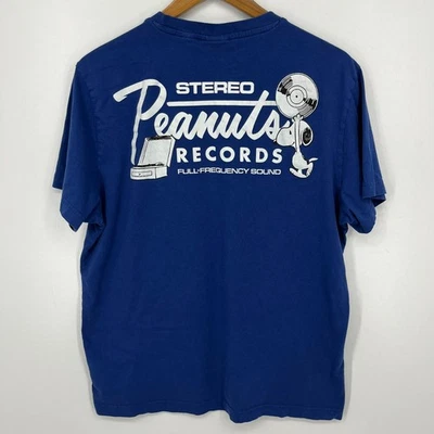 Camiseta H&M Stereo Peanuts Records Snoopy Para Hombre Talla L Azul Manga Corta Foto 1 de 4