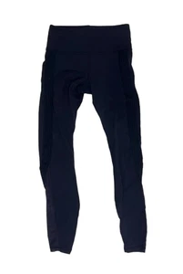 Athleta Womens Size ST Navy Leggings Mesh Side Stripe Straight Leg Activewear - Picture 1 of 6