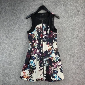 Portmans Dress Womens 12 White Black Floral Sleeveless Front Zip 12930 - Bild 1 von 10