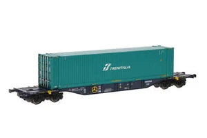 Carro portacontenedores ACME 40420 CEMAT SGNSS con contenedor "Trenitalia" H0 NUEVO + EMBALAJE ORIGINAL - Imagen 1 de 2