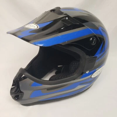 THH Blue/Black Full Face Motocross Motorcycle Helmet w/Brim Sz M EXCELLENT!!! - Image 1 of 4