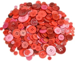 650 Resin Buttons Colorful Reds Jewelry Making Sewing Supplies Assorted Lot B - Picture 1 of 1