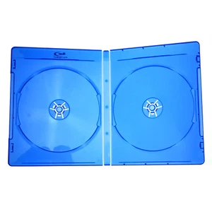 Zwei Disc Halter CD DVD Bluray Spiel Film Musik Aufbewahrung Kunststoff blau Etui Hülle - Bild 1 von 8
