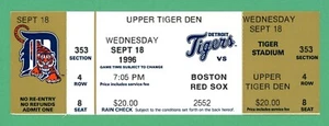 Roger Clemens 2nd 20 Strikeouts in a Game 9/18/96 Season Ticket Ties MLB Record - Picture 1 of 2