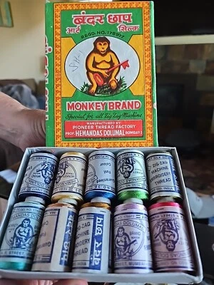 NEW 10 Monkey Brand Embroidery Thread 500m ea. Zig Zag  Machine Shade 40 India - Image 1 of 4