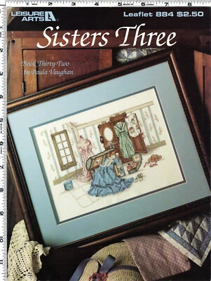 "Sisters Three" Book 32 ©1990 Leisure Arts Counted Cross Stitch Leaflet # 884 - Image 1 of 2