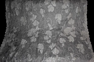 Vintage Floral Net Lace Window Curtain Panels Olive Color 46” X 148” Set of 3 - Picture 1 of 15
