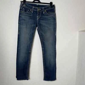Pantalones de mezclilla rectos True Religion para mujer dobladillo crudo gira mundial talla 29 hechos en EE. UU. - Imagen 1 de 15
