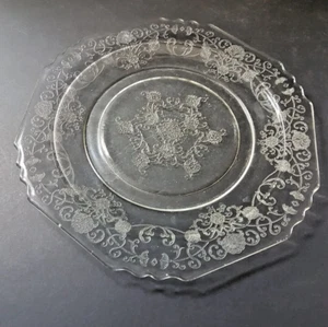 Hazel Atlas FLORENTINE #1 Clear Depression Glass, 9.75 Inch Dinner Plate, Poppy - Picture 1 of 10