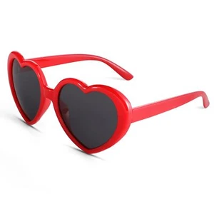 Red Heart Shaped Polarized Oversized Sunglasses for Women Retro Fashion Lovely - Picture 1 of 6